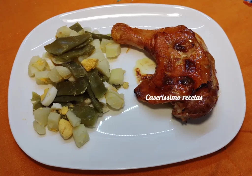 pollo al horno con mostaza y barbacoa